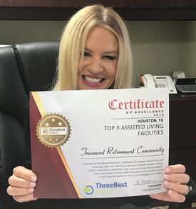 ThreeBestRated certificate_Cynthia_Treemont_assisted_living_houston_cropped
